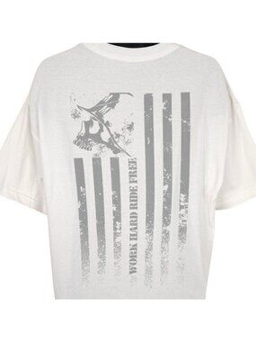 Metal Mulisha T Shirt Mens Size XL White Skull Flag Work Hard Ride Free NEW